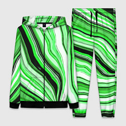 Женский костюм Волнистые вертикальные чёрно-зелёные полосы