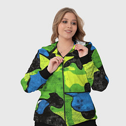 Женский 3D-костюм Зелено-синий абстрактный камуфляж, цвет: 3D-черный — фото 2
