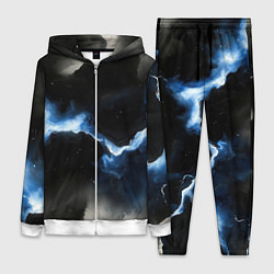 Женский 3D-костюм Синий разлом на черной плите текстура, цвет: 3D-белый