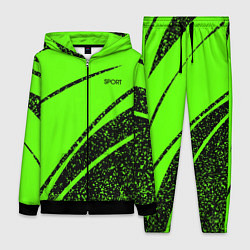 Женский костюм Sport зелёный с чёрным в крапинку