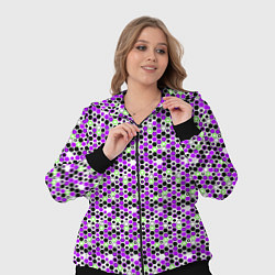 Женский 3D-костюм Киберпанк шестиугольники фиолетовые, цвет: 3D-черный — фото 2