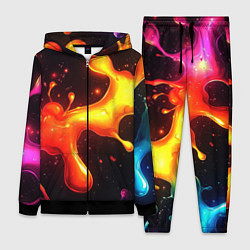 Женский костюм Радужные кляксы на черном фоне