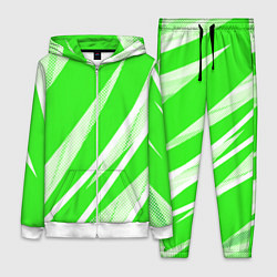 Женский костюм Яблочный зелёный абстракция с полосами