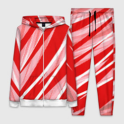 Женский костюм Красно-белый абстракция с полосами