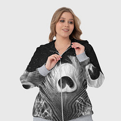 Женский 3D-костюм Изогнутые белые перья павлина - чб иллюстрация, цвет: 3D-меланж — фото 2