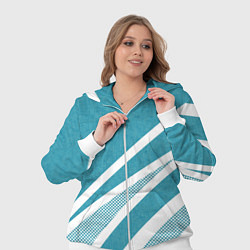 Женский 3D-костюм Бело-голубой абстракция с полосами, цвет: 3D-белый — фото 2