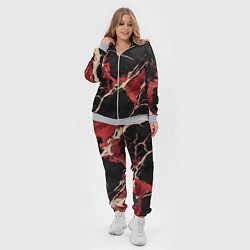 Женский 3D-костюм Красно-черная потертая текстура, цвет: 3D-меланж — фото 2