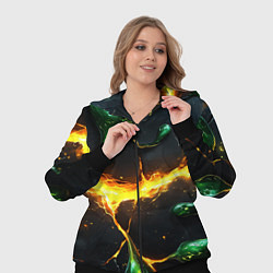 Женский 3D-костюм Разлом текстуры с зеленой слизью, цвет: 3D-черный — фото 2