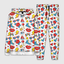 Женский костюм Паттерн с яркими молодежными стикерами