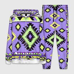 Женский костюм Геометрический сиренево желтый орнамент ацтеков