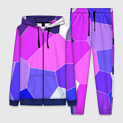 Женский 3D-костюм Сине-розовый крупные фрагменты, цвет: 3D-синий