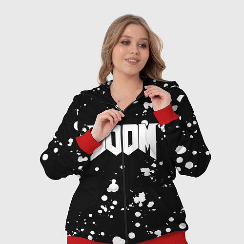 Женский костюм Doom белые краски всплеск / 3D-Красный – фото 3