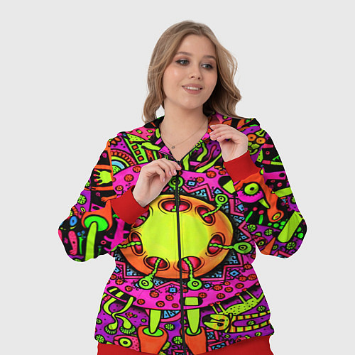 Женский костюм Кислотные грибы оптические / 3D-Красный – фото 3