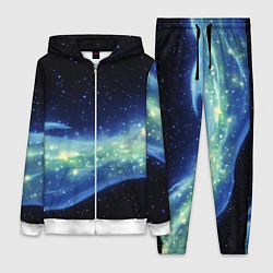 Женский костюм Синяя волна с зеленым оттенком на черном