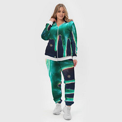 Женский 3D-костюм Текстура стекающая зеленая клякса, цвет: 3D-белый — фото 2