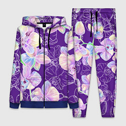 Женский 3D-костюм Японские акварельные орхидеи, цвет: 3D-синий