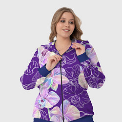 Женский 3D-костюм Японские акварельные орхидеи, цвет: 3D-синий — фото 2