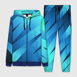 Женский костюм Сине-голубой абстрактные полосы