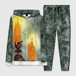 Женский 3D-костюм Две горящие свечи в темноте, цвет: 3D-белый