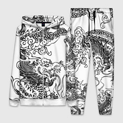 Женский костюм Татуировка дракона на белом