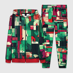 Женский костюм Абстракция красно-зелёный геометричный