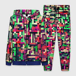 Женский костюм Зелёно-розовый геометричные фигуры