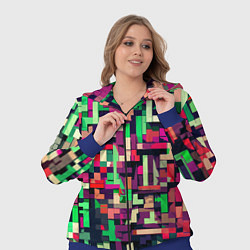 Женский 3D-костюм Зелёно-розовый геометричные фигуры, цвет: 3D-синий — фото 2