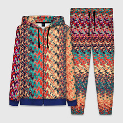 Женский костюм Красно-синий искажённые полосы узор