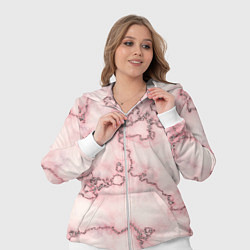 Женский 3D-костюм Розовая абстракция с мраморной текстурой и блеском, цвет: 3D-белый — фото 2