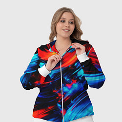 Женский 3D-костюм Синие и красные мазки краски на черном, цвет: 3D-белый — фото 2