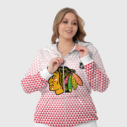 Женский 3D-костюм Чикаго Блэкхокс - красные треугольники с градиенто, цвет: 3D-белый — фото 2