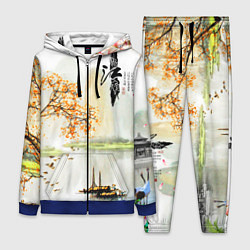 Женский 3D-костюм China Landscape, цвет: 3D-синий