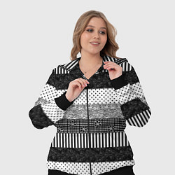 Женский 3D-костюм Черно белый полосатый узор из лоскутов, цвет: 3D-черный — фото 2