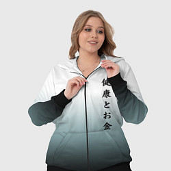 Женский 3D-костюм Градиент с надписью на японском - здоровье и деньг, цвет: 3D-черный — фото 2