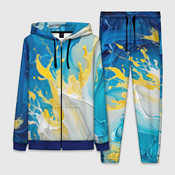 Женский костюм Масляные краски, брызги, желтые белые синие цвета