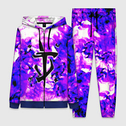 Женский 3D-костюм Doom неоновый огонь лого, цвет: 3D-синий