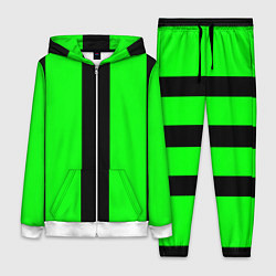 Женский 3D-костюм Color green black line, цвет: 3D-белый