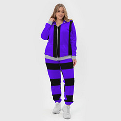 Женский 3D-костюм Color purple black stripes, цвет: 3D-меланж — фото 2
