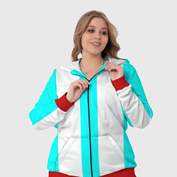 Женский 3D-костюм Color light blue white lines, цвет: 3D-красный — фото 2