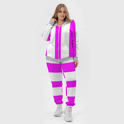 Женский 3D-костюм Color white pink lines, цвет: 3D-меланж — фото 2