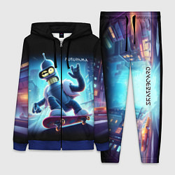 Женский костюм Bender is a skateboarder in neon street - ai art