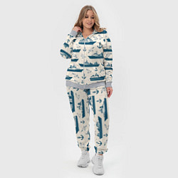 Женский 3D-костюм Морской паттерн из чаек, якорей и кораблей, цвет: 3D-меланж — фото 2