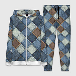 Женский костюм Джинсовый пэчворк ромбовый узор