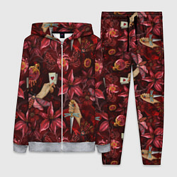 Женский костюм Бордовая готика с сердцем, лилиями и мотыльками