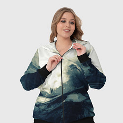 Женский 3D-костюм Чёрно-синие абстрактные краски, цвет: 3D-черный — фото 2