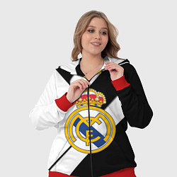 Женский 3D-костюм Реал Мадрид черно белые полосы, цвет: 3D-красный — фото 2