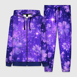 Женский 3D-костюм Цветочный индиго с искрами, цвет: 3D-синий