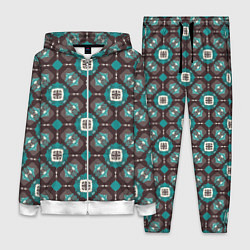 Женский костюм Узорчатый бирюзово-коричневый паттерн