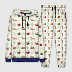 Женский костюм Зимний паттерн с оленем и чашками какао