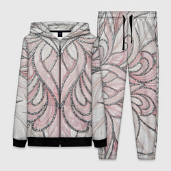 Женский 3D-костюм Нежно розовый орнамент из перьев, цвет: 3D-черный